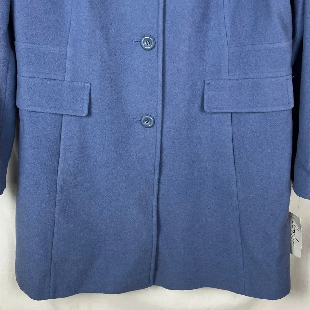 NWT Larry Levine Wool Blend Colony Blue Pea Coat